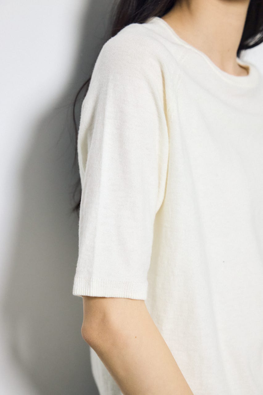 カシミヤミックスハーフスリーブニット O/WHT S