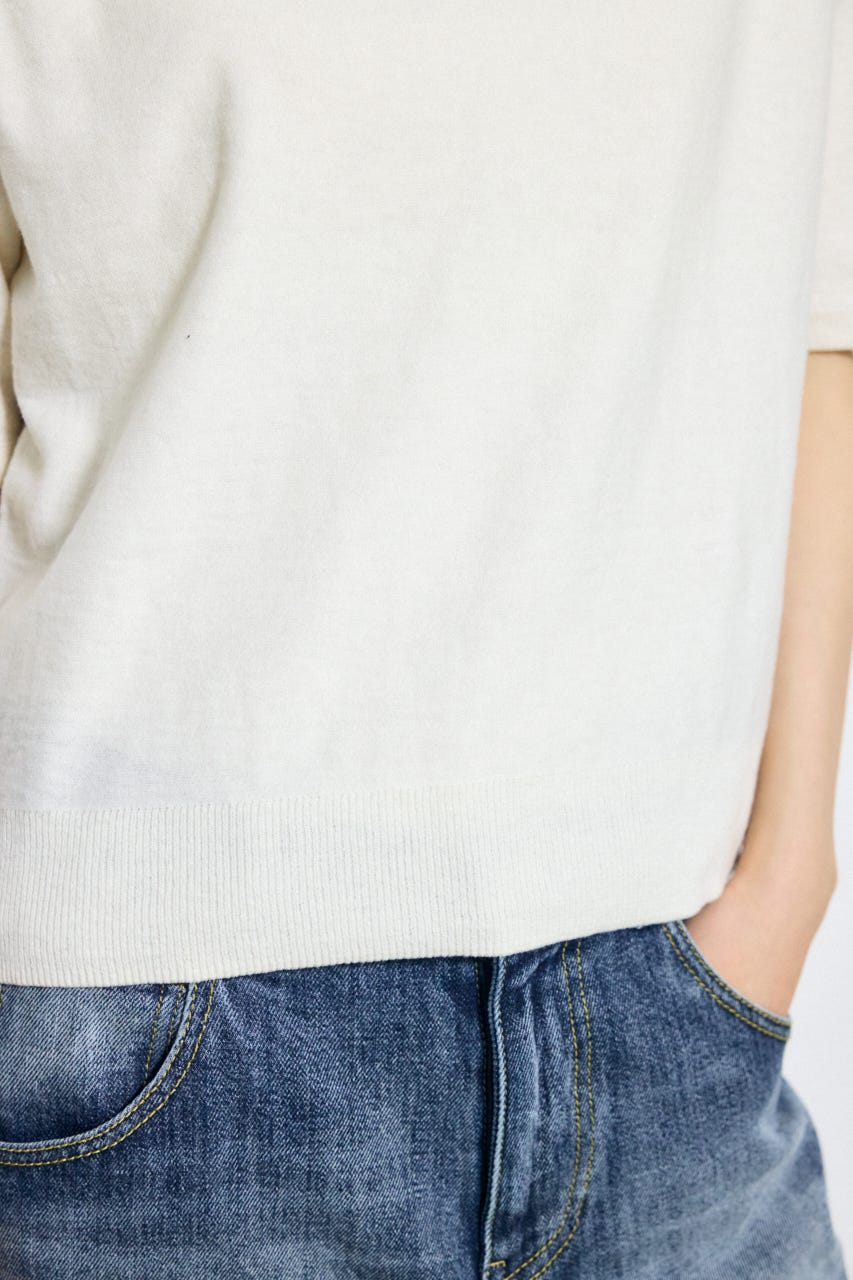 カシミヤミックスハーフスリーブニット O/WHT S