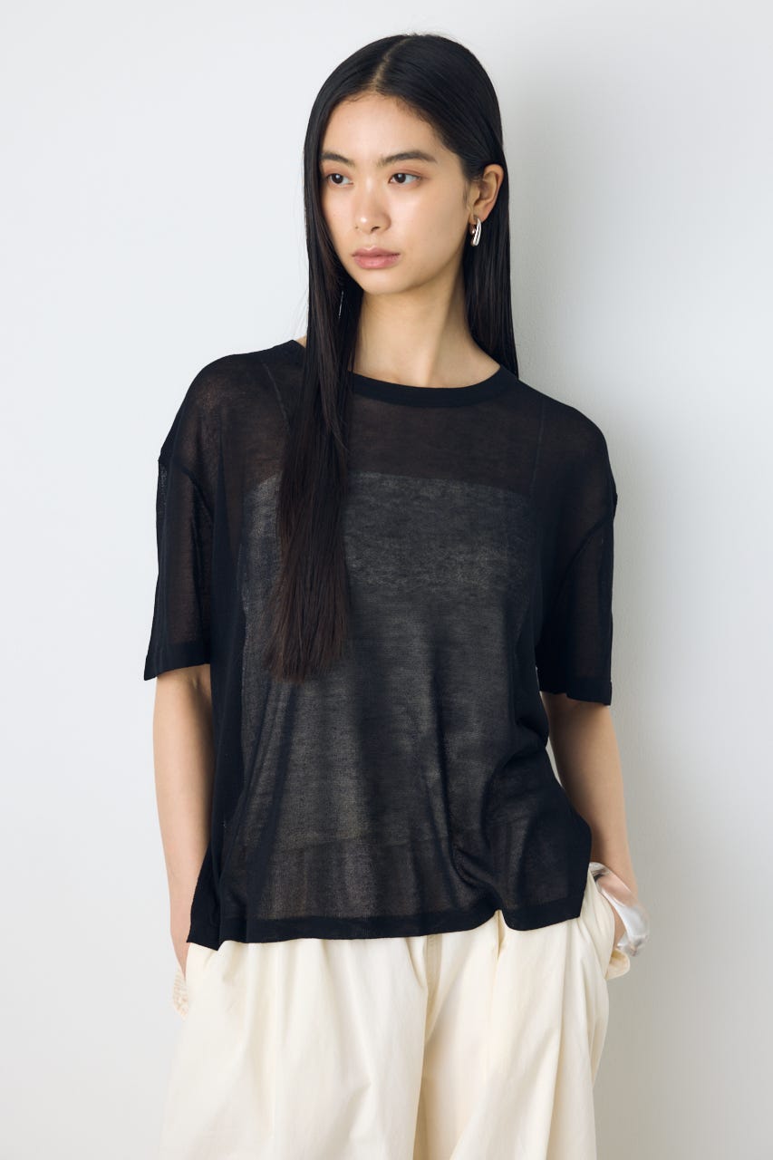 シアールーズ半袖ニット BLK FREE