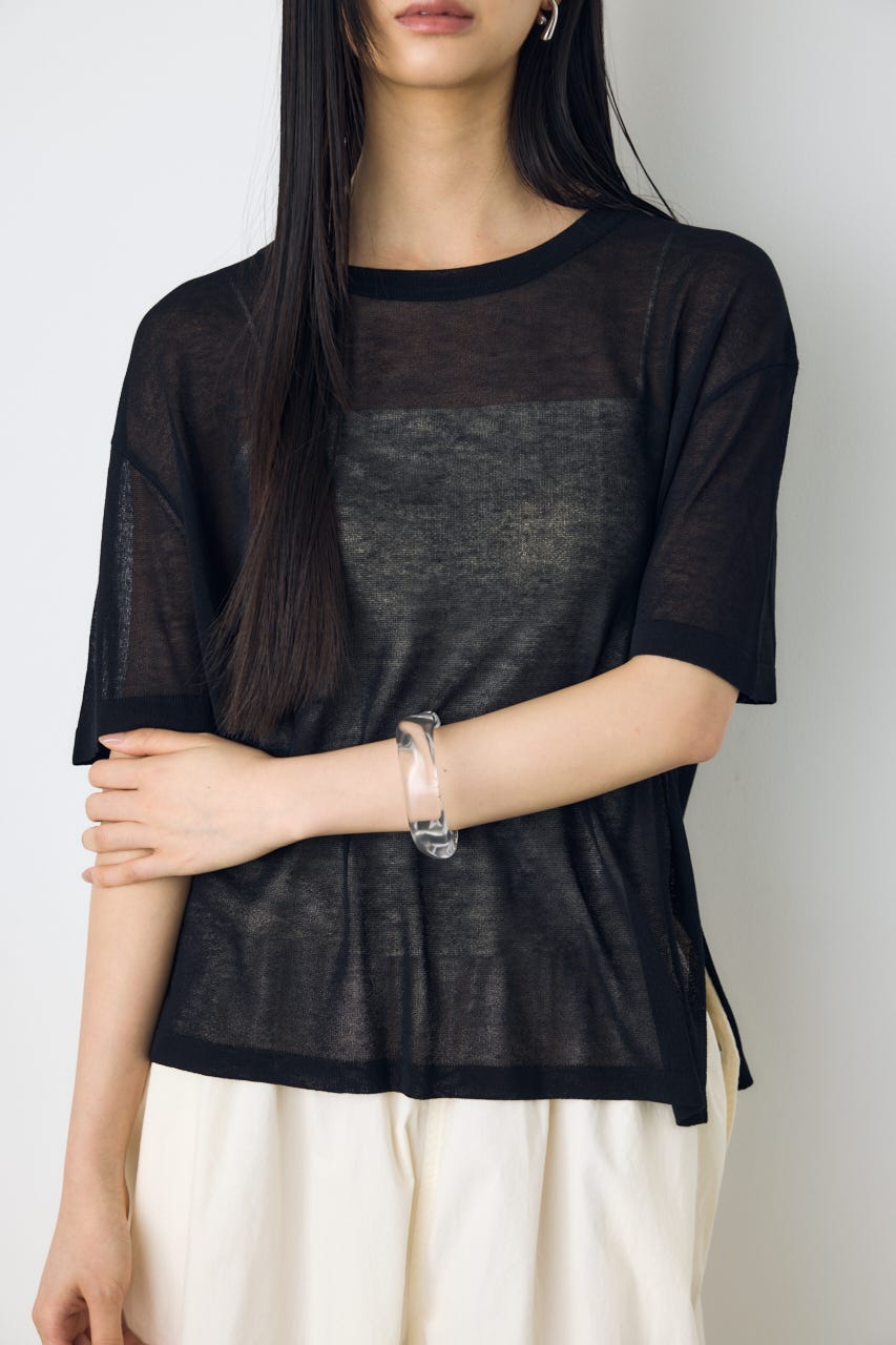 シアールーズ半袖ニット BLK FREE