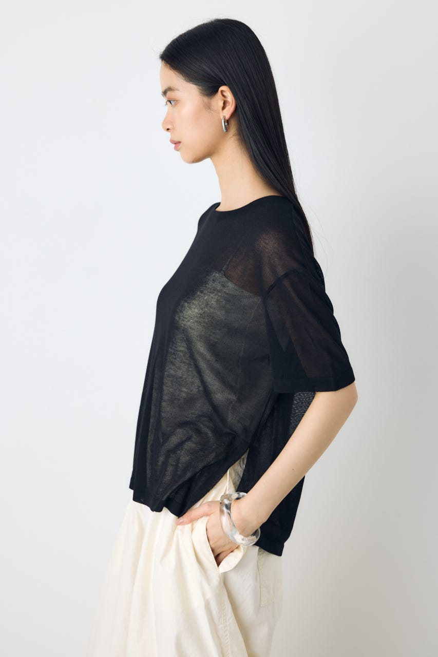 シアールーズ半袖ニット BLK FREE