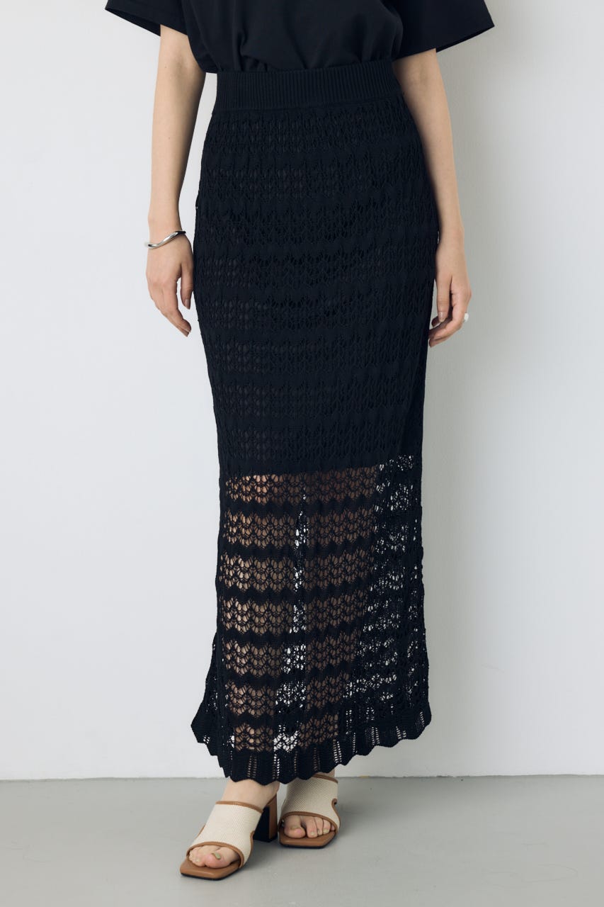 クロシェニットロングスカート BLK M