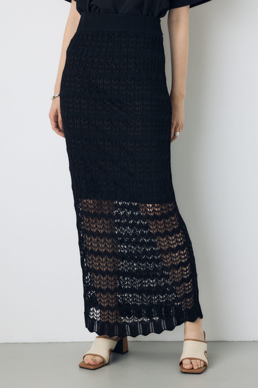 クロシェニットロングスカート BLK M