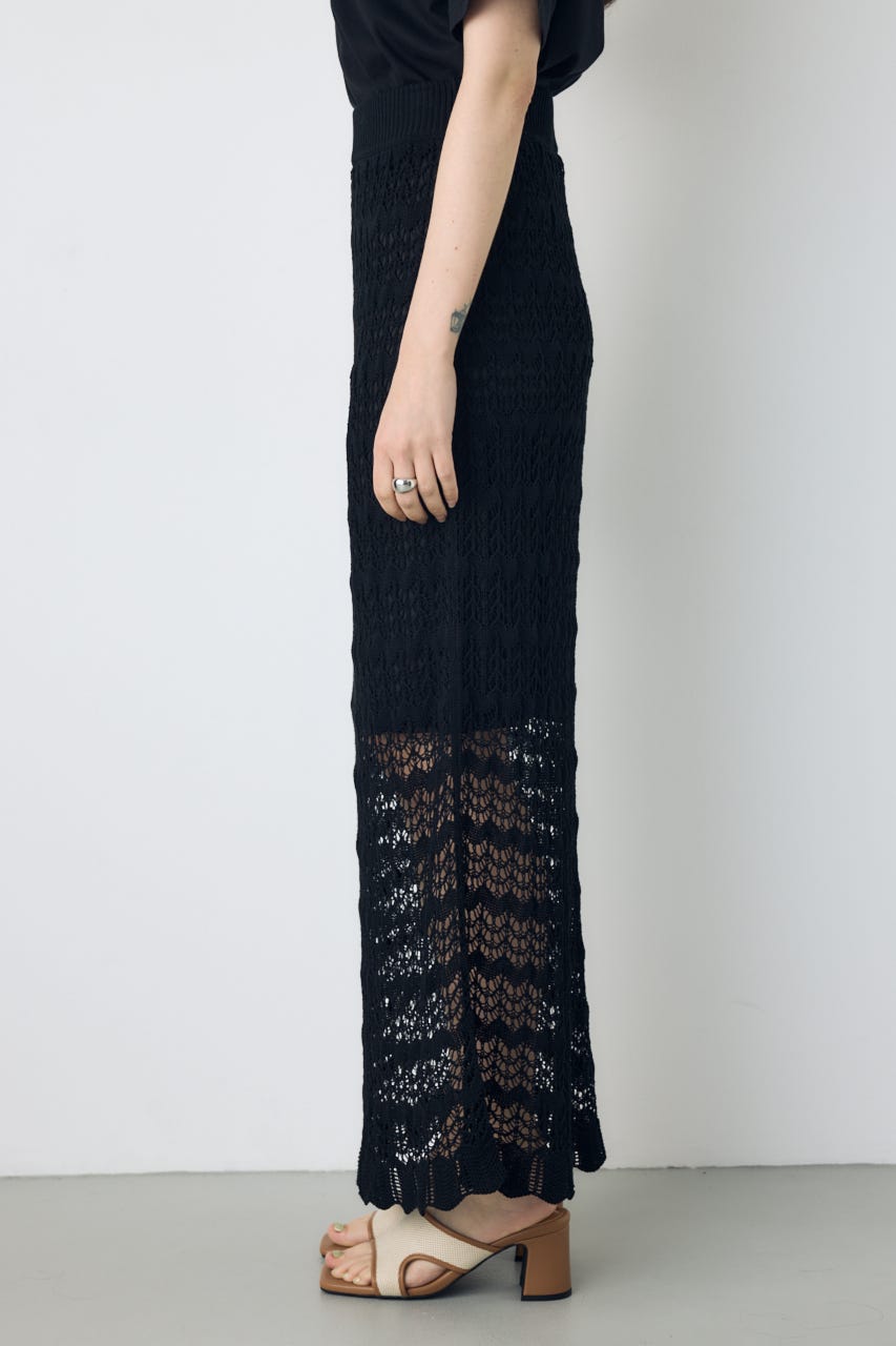 クロシェニットロングスカート BLK M