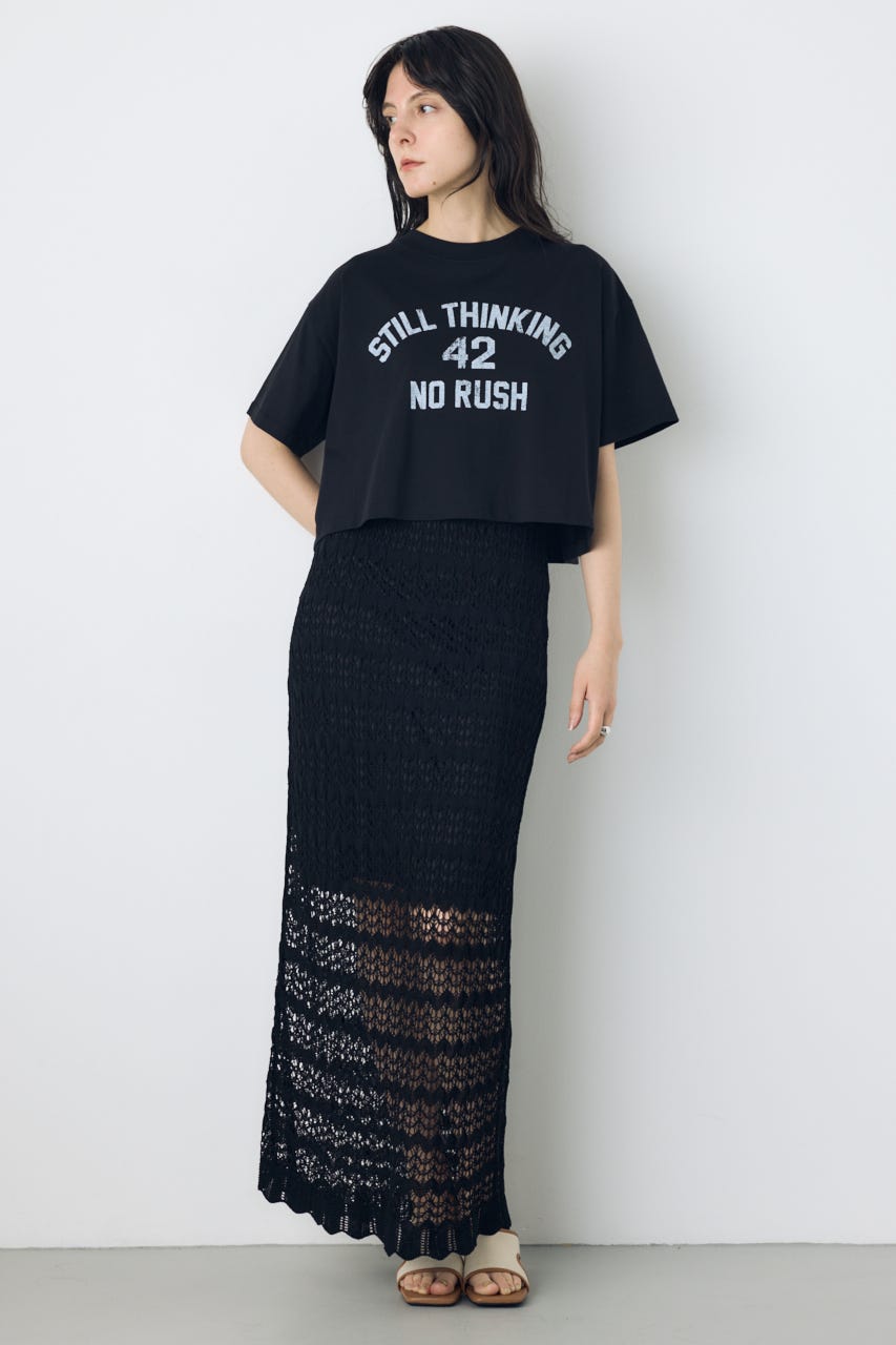 クロシェニットロングスカート BLK M