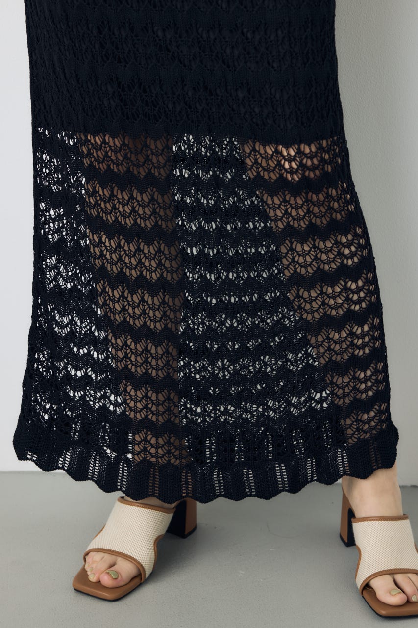 クロシェニットロングスカート BLK M