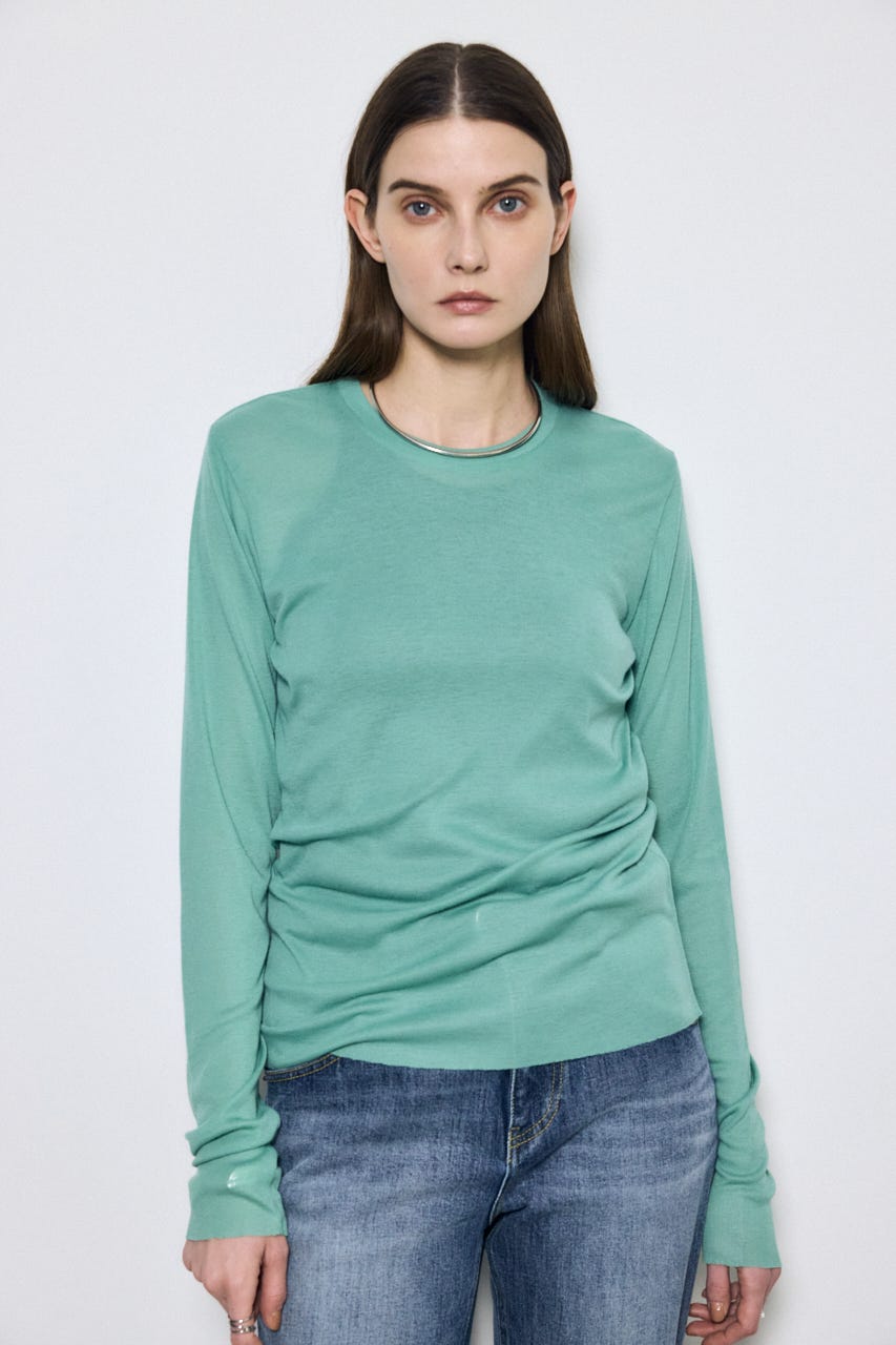 シアー素材ロングTシャツ GRN FREE