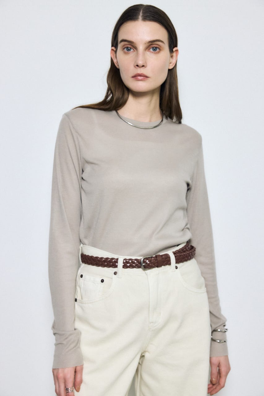 シアー素材ロングTシャツ GRY FREE