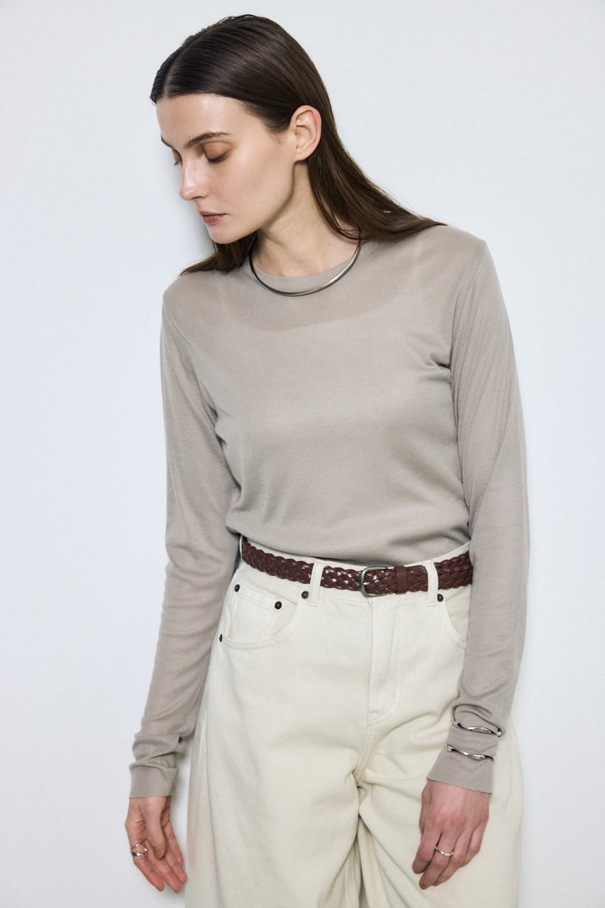 シアー素材ロングTシャツ GRY FREE