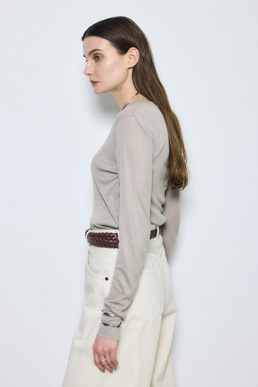 シアー素材ロングTシャツ GRY FREE