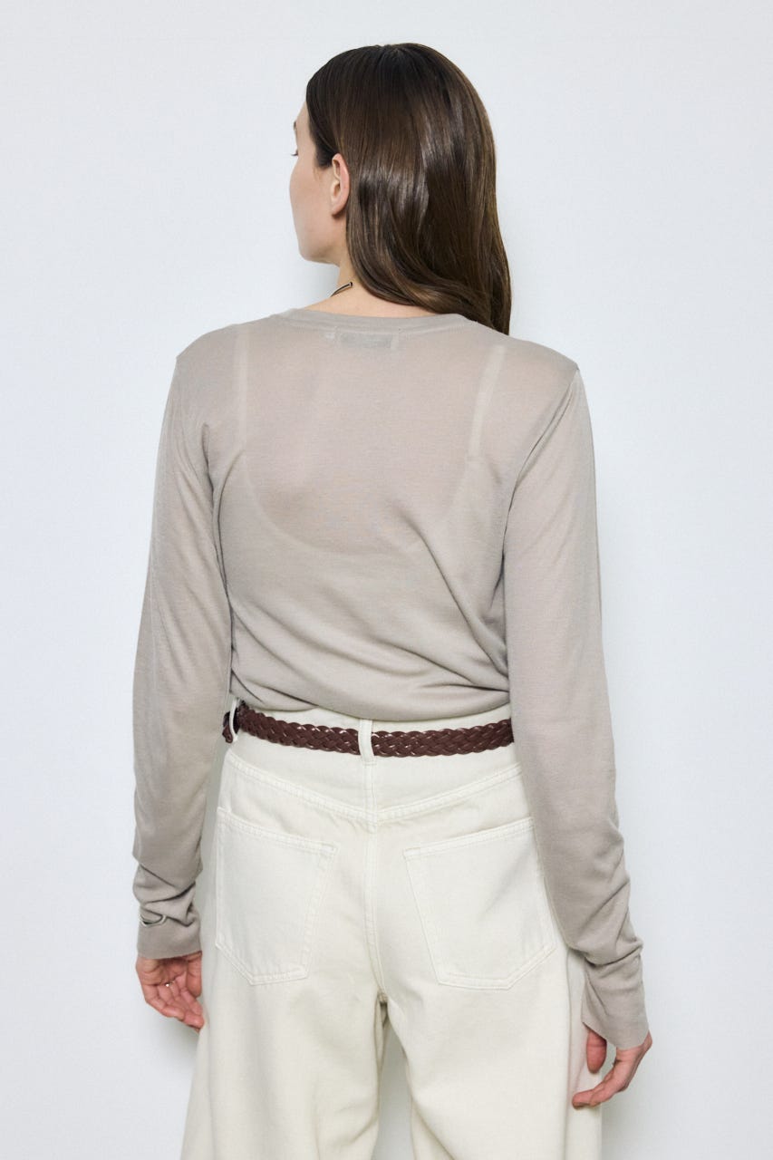 シアー素材ロングTシャツ GRY FREE