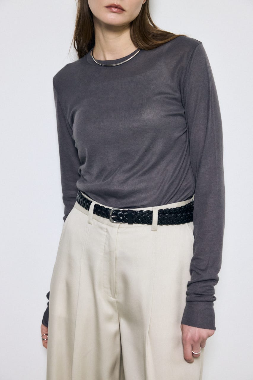 シアー素材ロングTシャツ L/BLK FREE