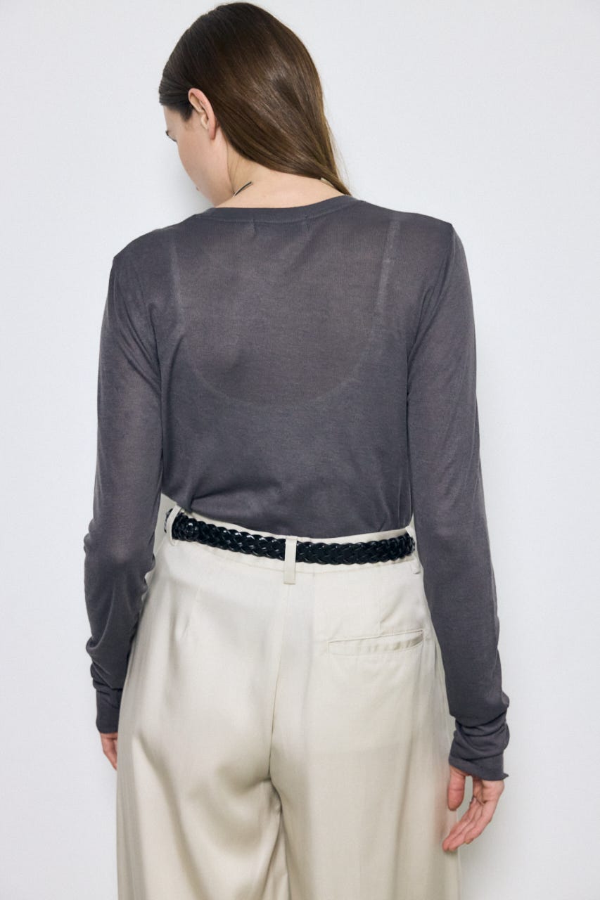 シアー素材ロングTシャツ L/BLK FREE