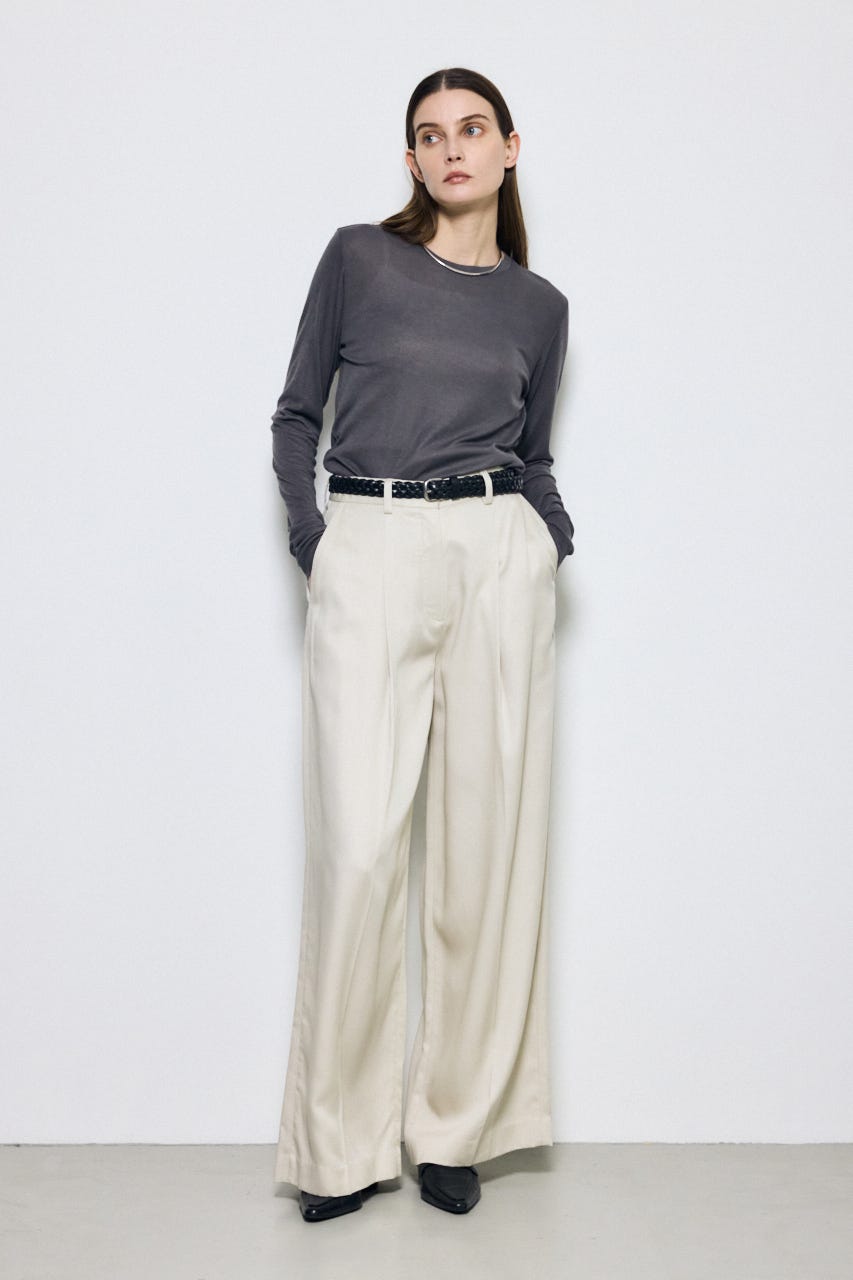 シアー素材ロングTシャツ L/BLK FREE