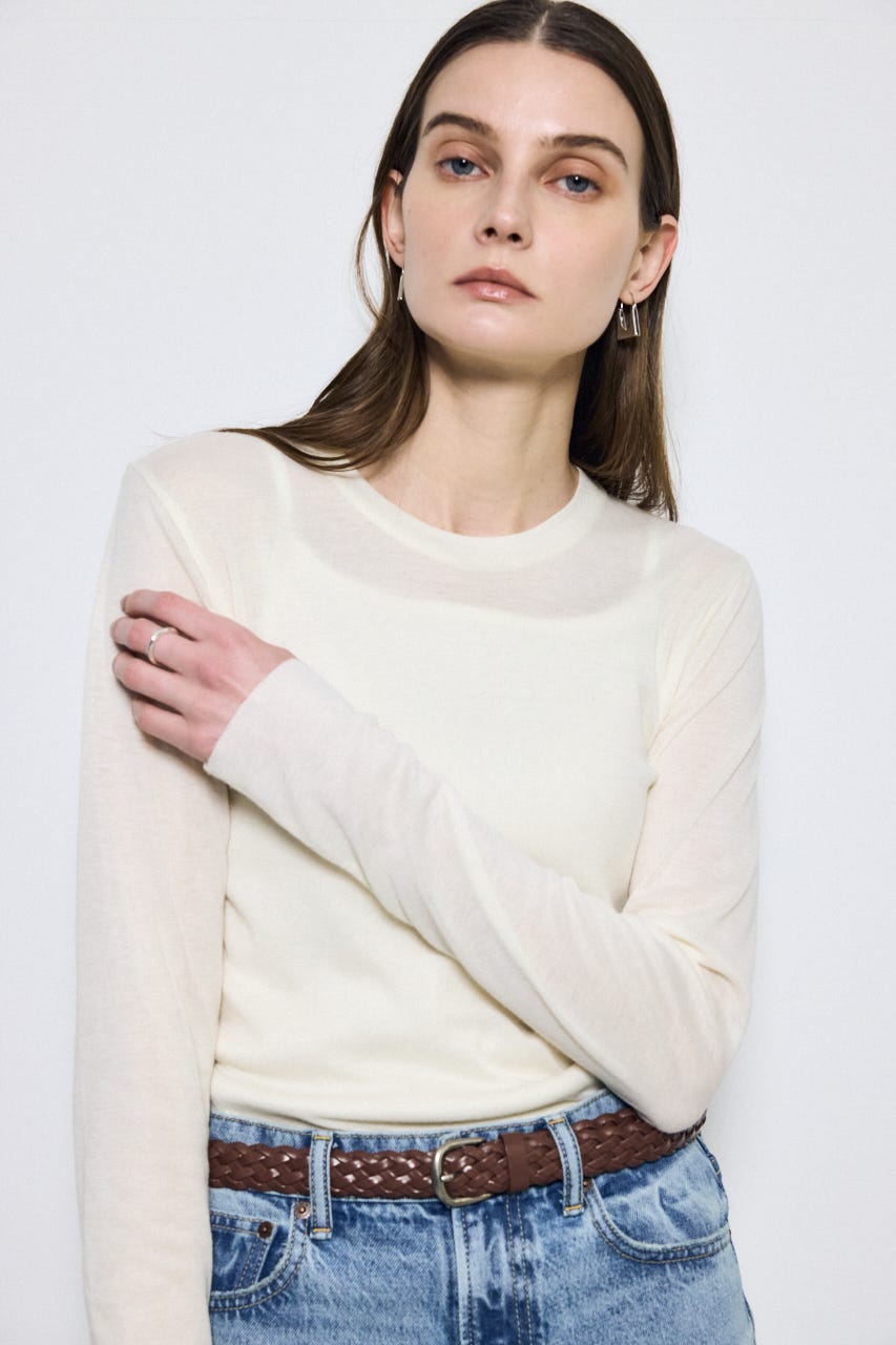 シアー素材ロングTシャツ O/WHT FREE