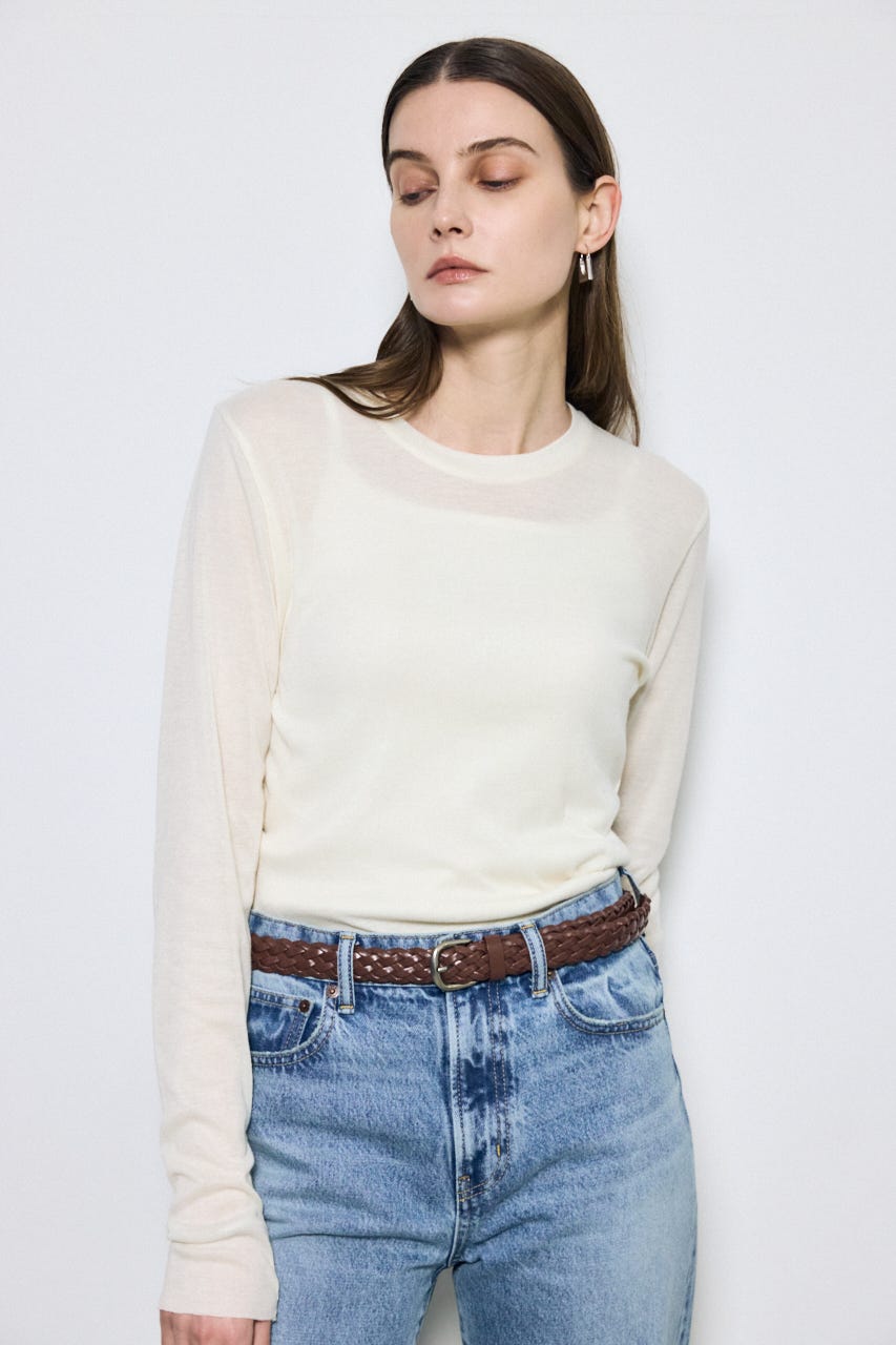 シアー素材ロングTシャツ O/WHT FREE