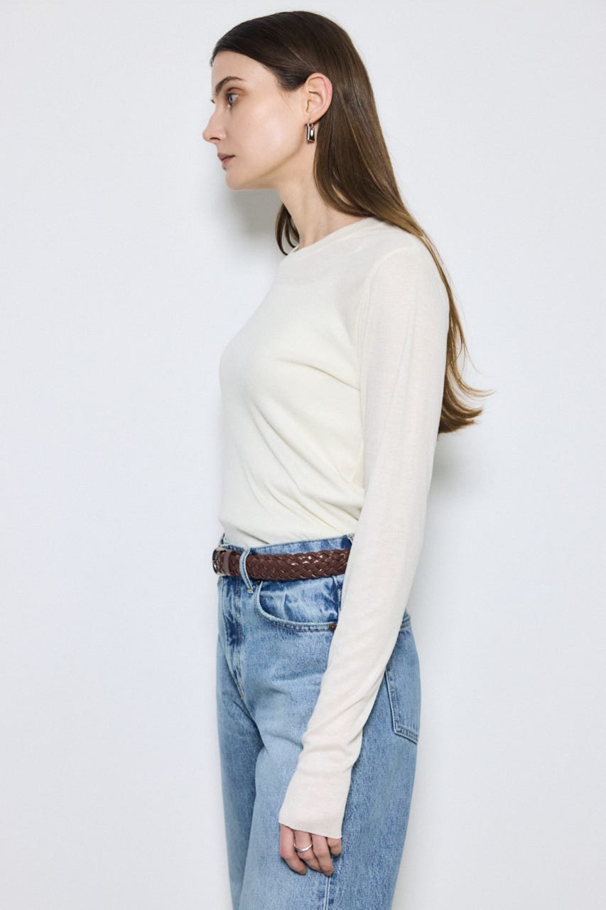 シアー素材ロングTシャツ O/WHT FREE