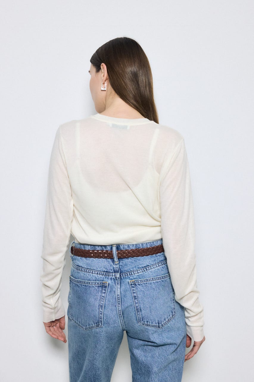 シアー素材ロングTシャツ O/WHT FREE