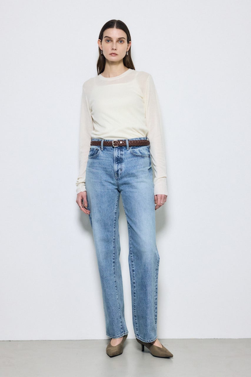 シアー素材ロングTシャツ O/WHT FREE