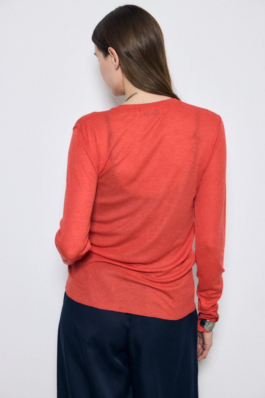 シアー素材ロングTシャツ RED FREE