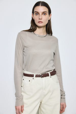 シアー素材ロングTシャツ