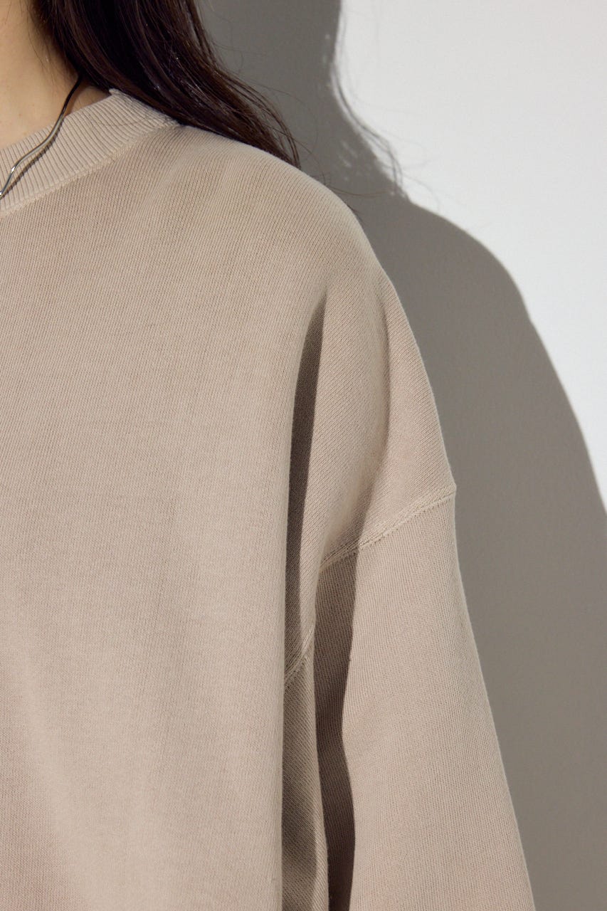 ピグメント起毛裏毛クルーネックトップス BEG S