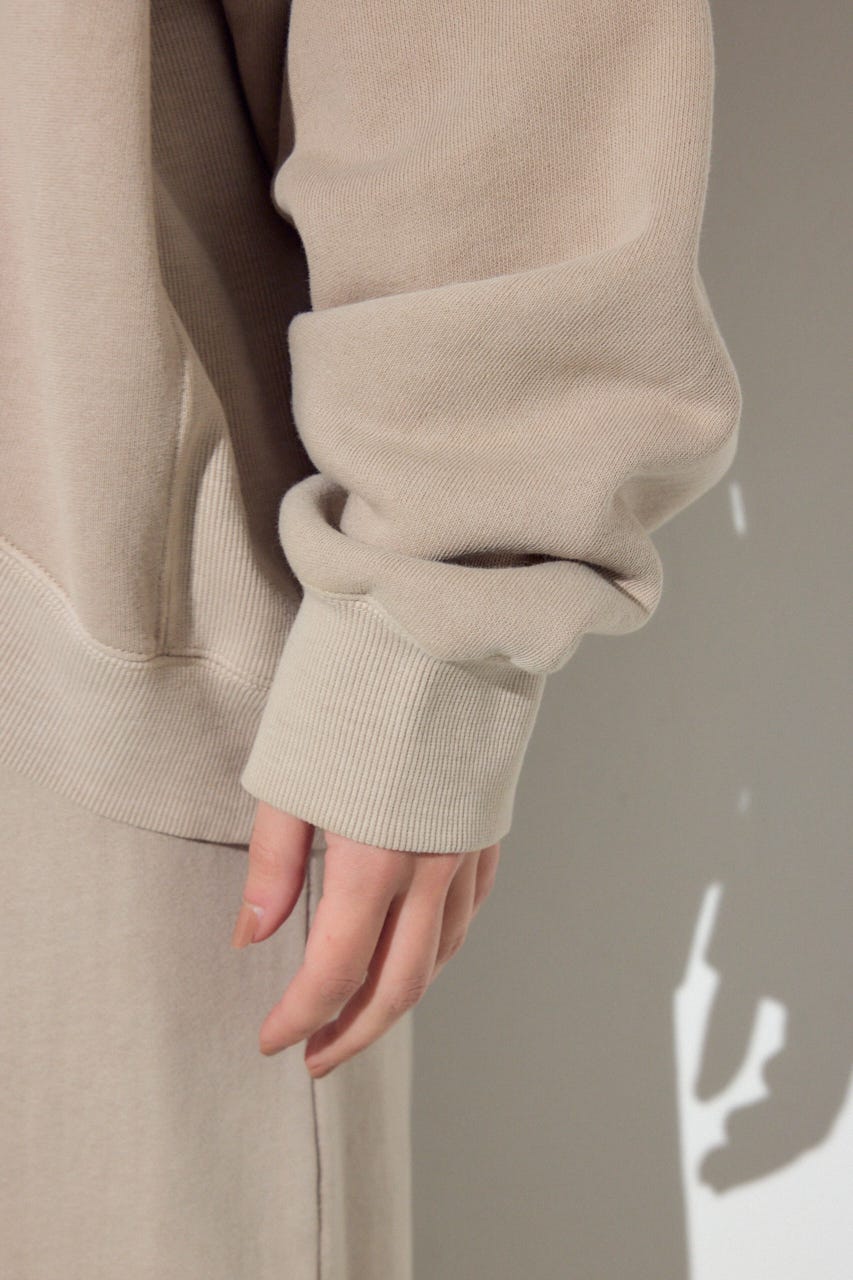 ピグメント起毛裏毛クルーネックトップス BEG S