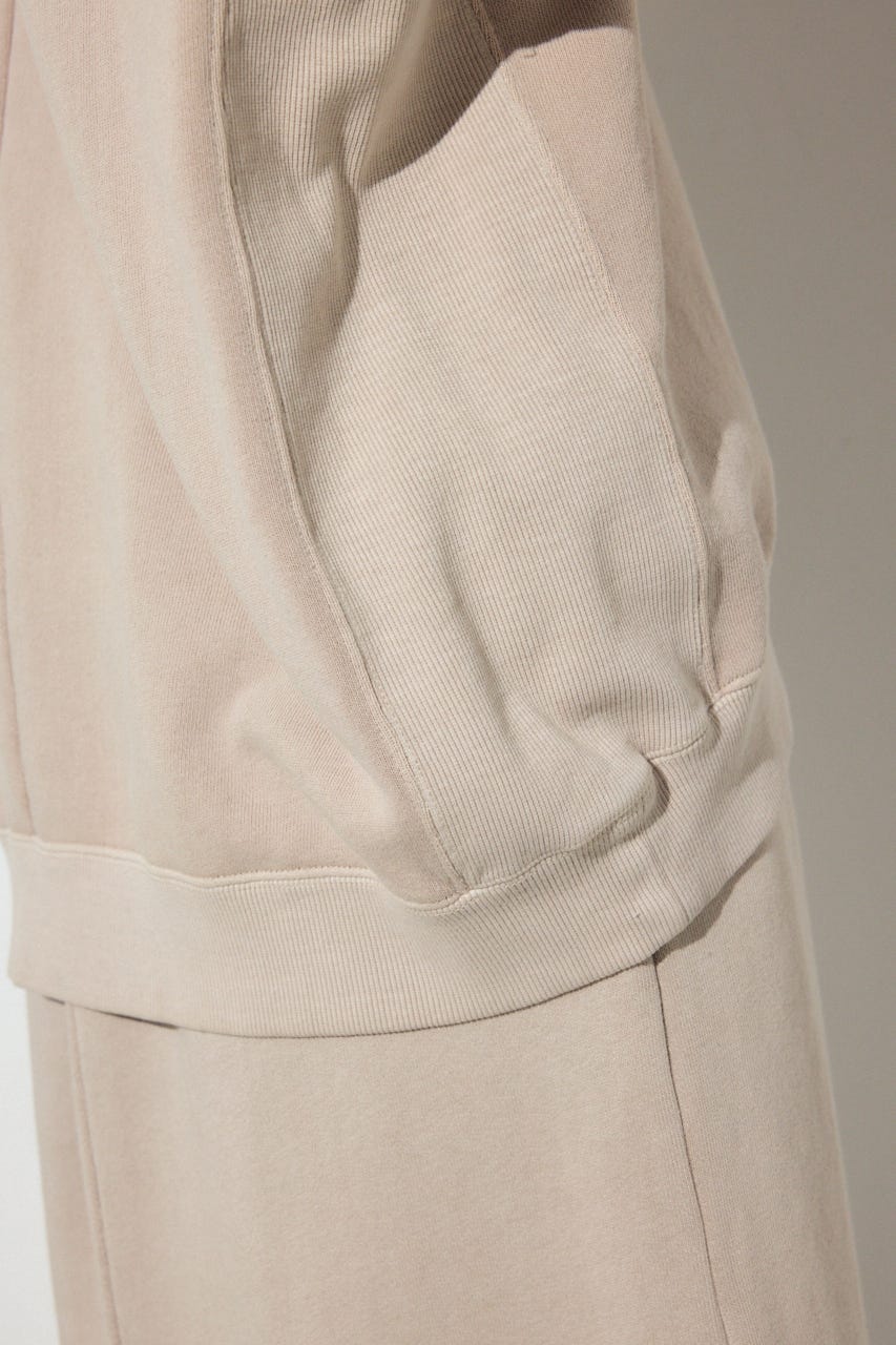 ピグメント起毛裏毛クルーネックトップス BEG S