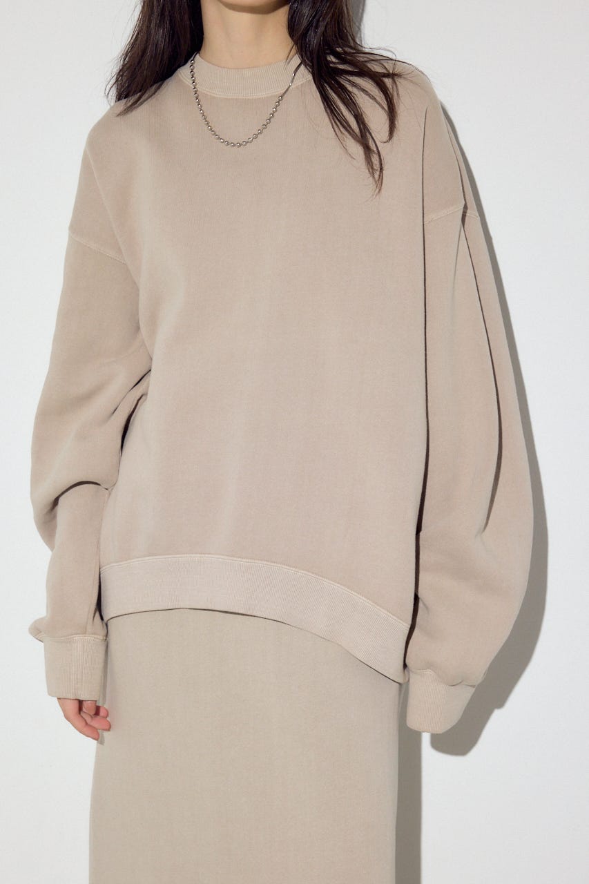 ピグメント起毛裏毛クルーネックトップス BEG S