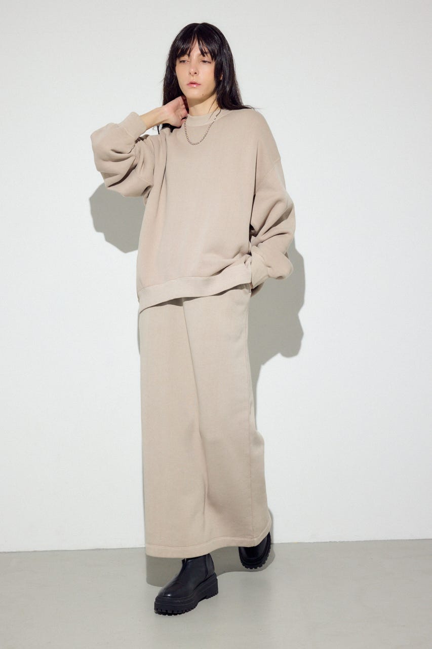 ピグメント起毛裏毛クルーネックトップス BEG S