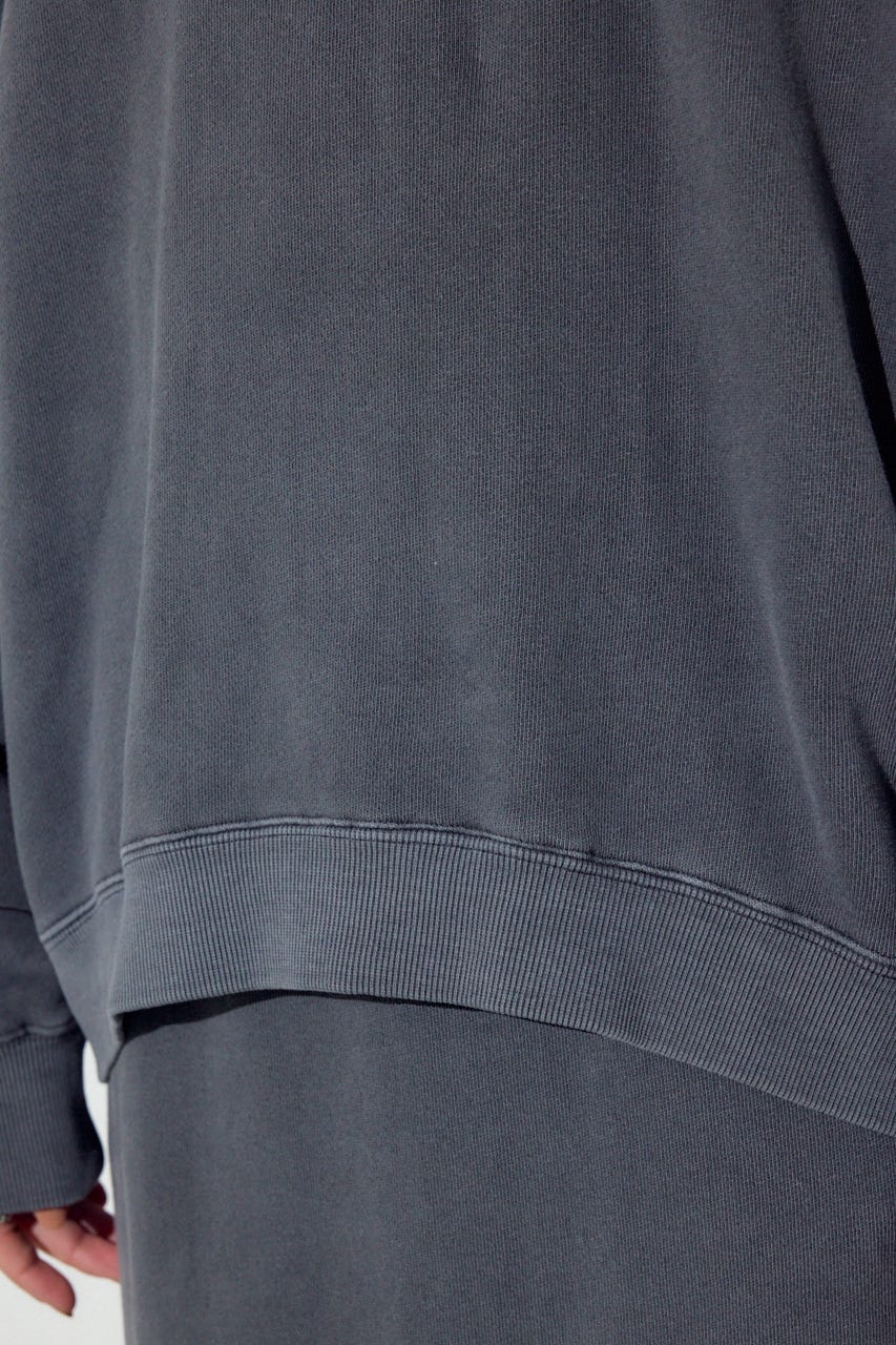 ピグメント起毛裏毛クルーネックトップス L/BLK M