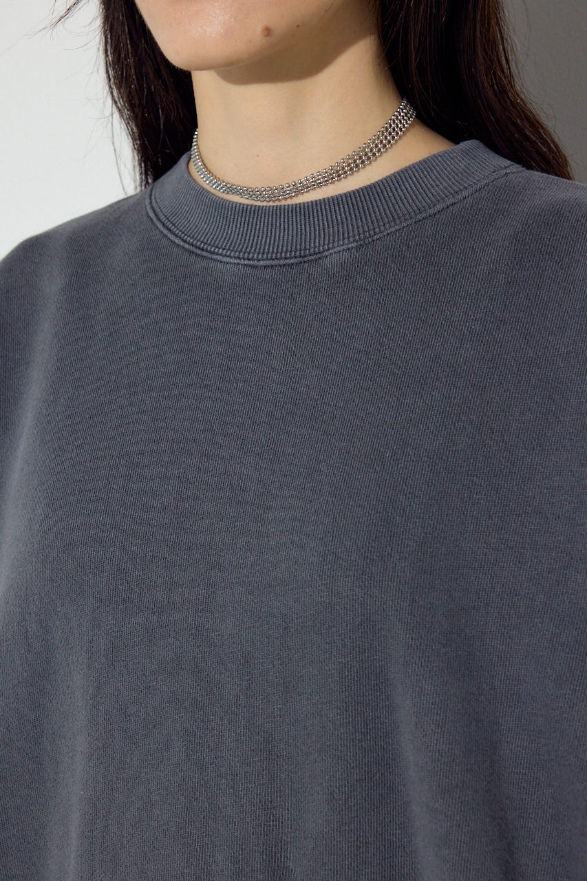 ピグメント起毛裏毛クルーネックトップス L/BLK M