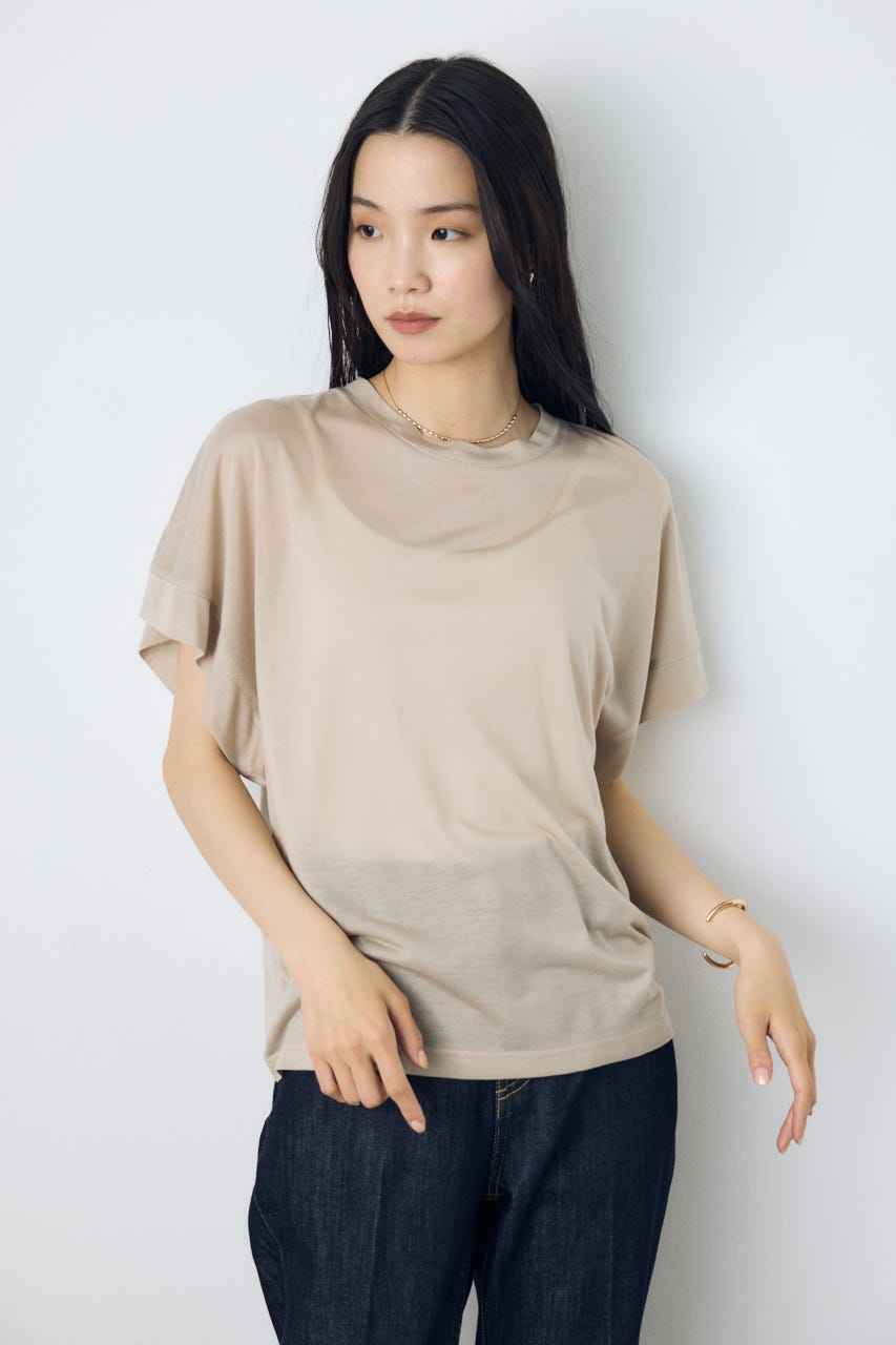 ドレープフレンチスリーブTシャツ BEG M