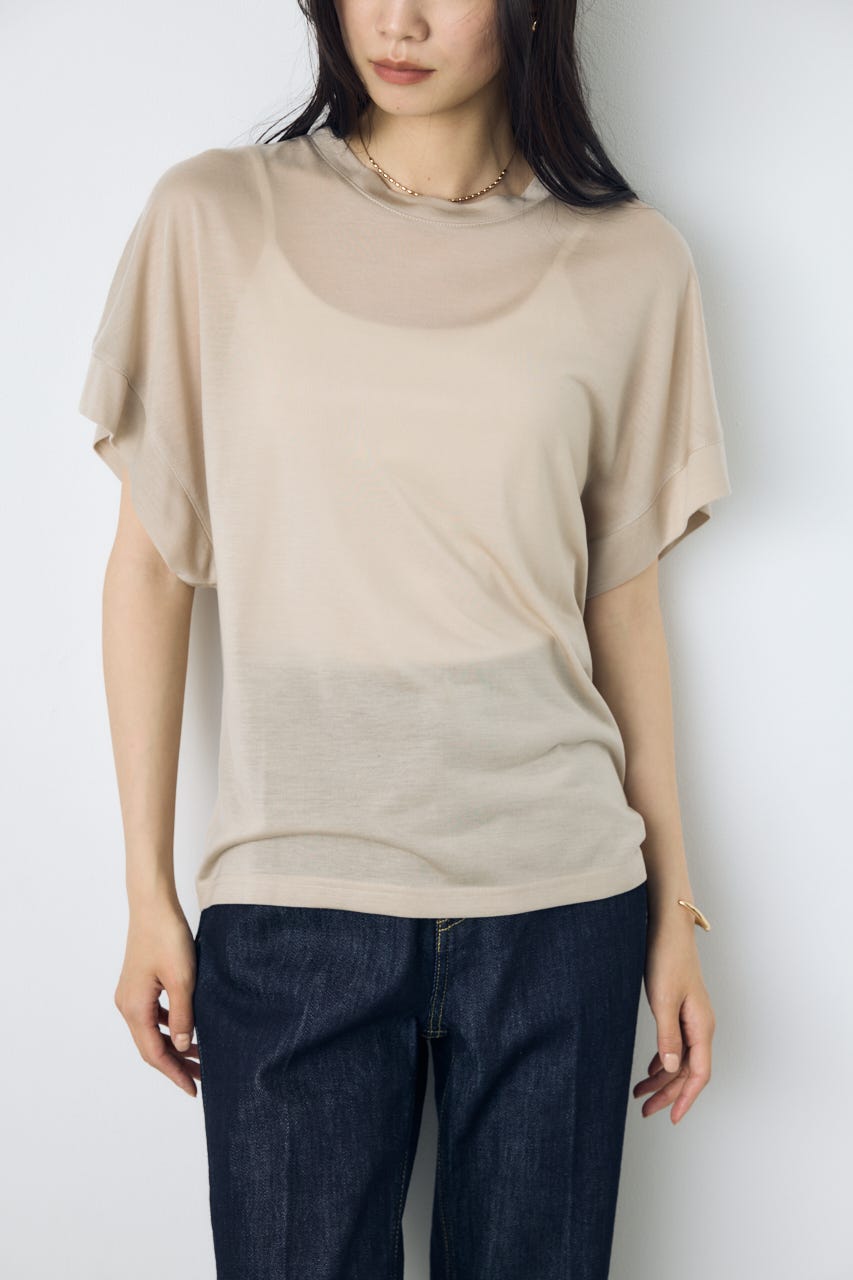 ドレープフレンチスリーブTシャツ BEG M