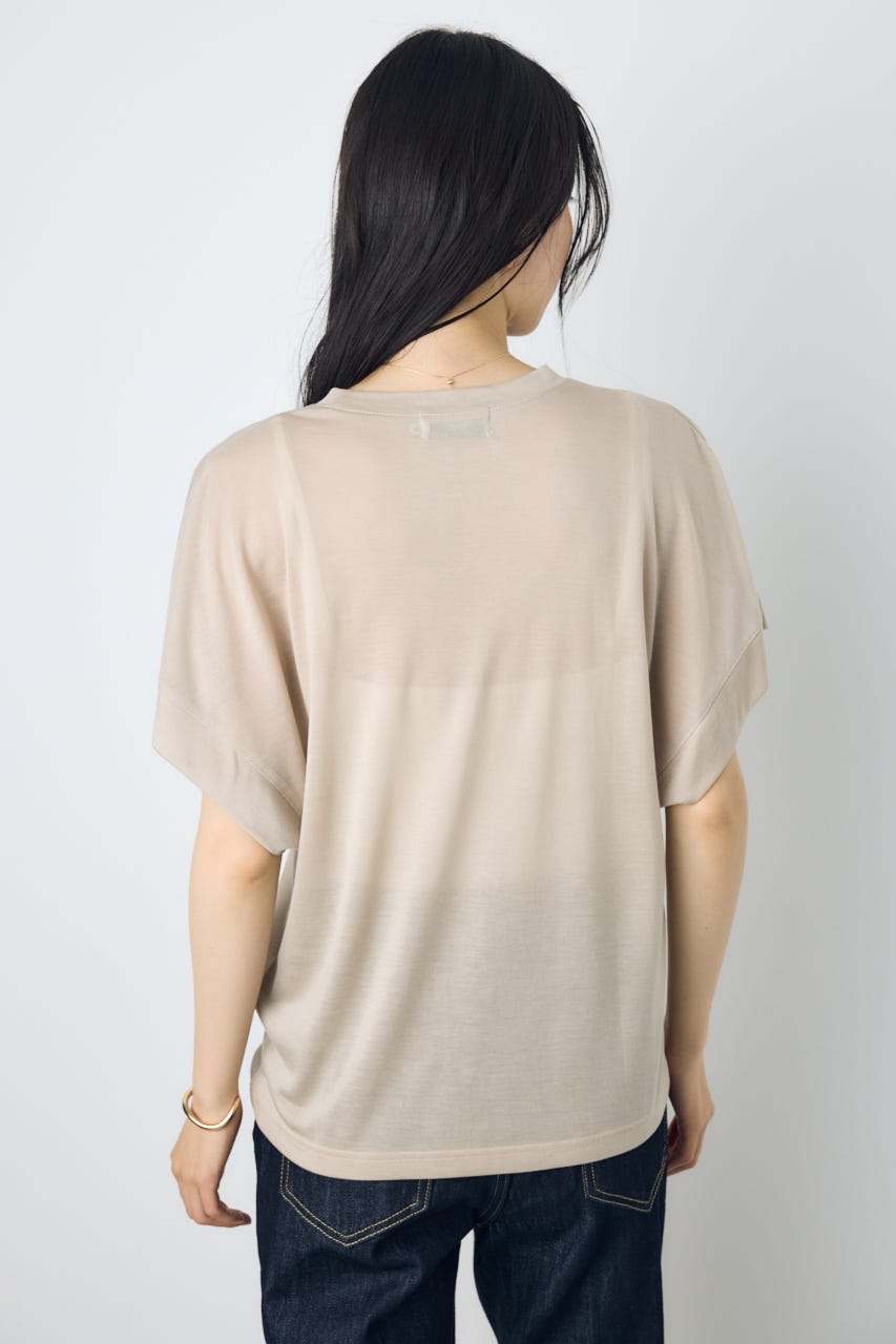 ドレープフレンチスリーブTシャツ BEG M