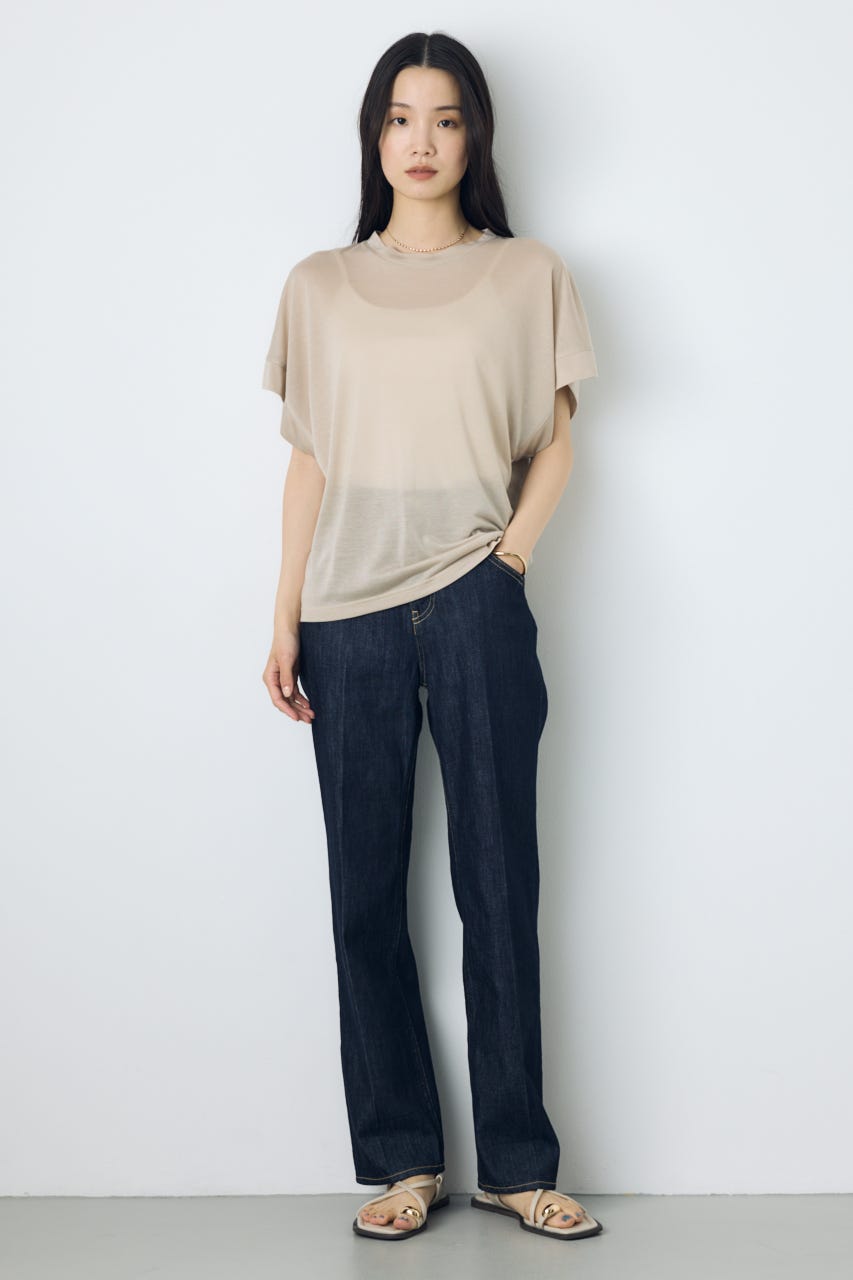 ドレープフレンチスリーブTシャツ BEG M