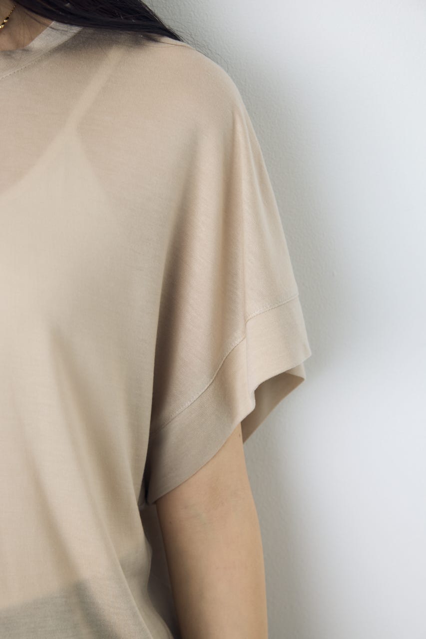 ドレープフレンチスリーブTシャツ BEG M