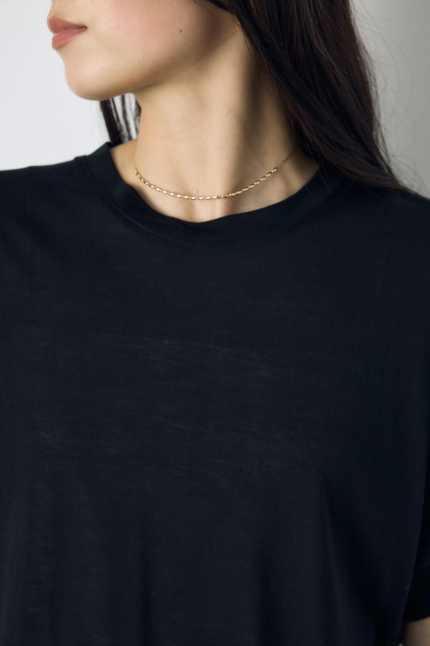 ドレープフレンチスリーブTシャツ BLK S
