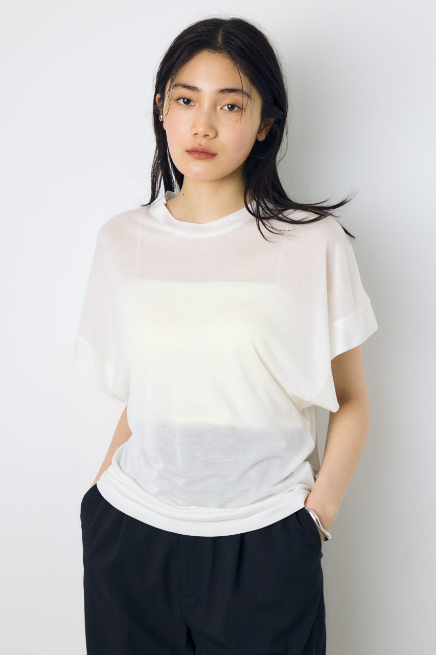 ドレープフレンチスリーブTシャツ O/WHT S