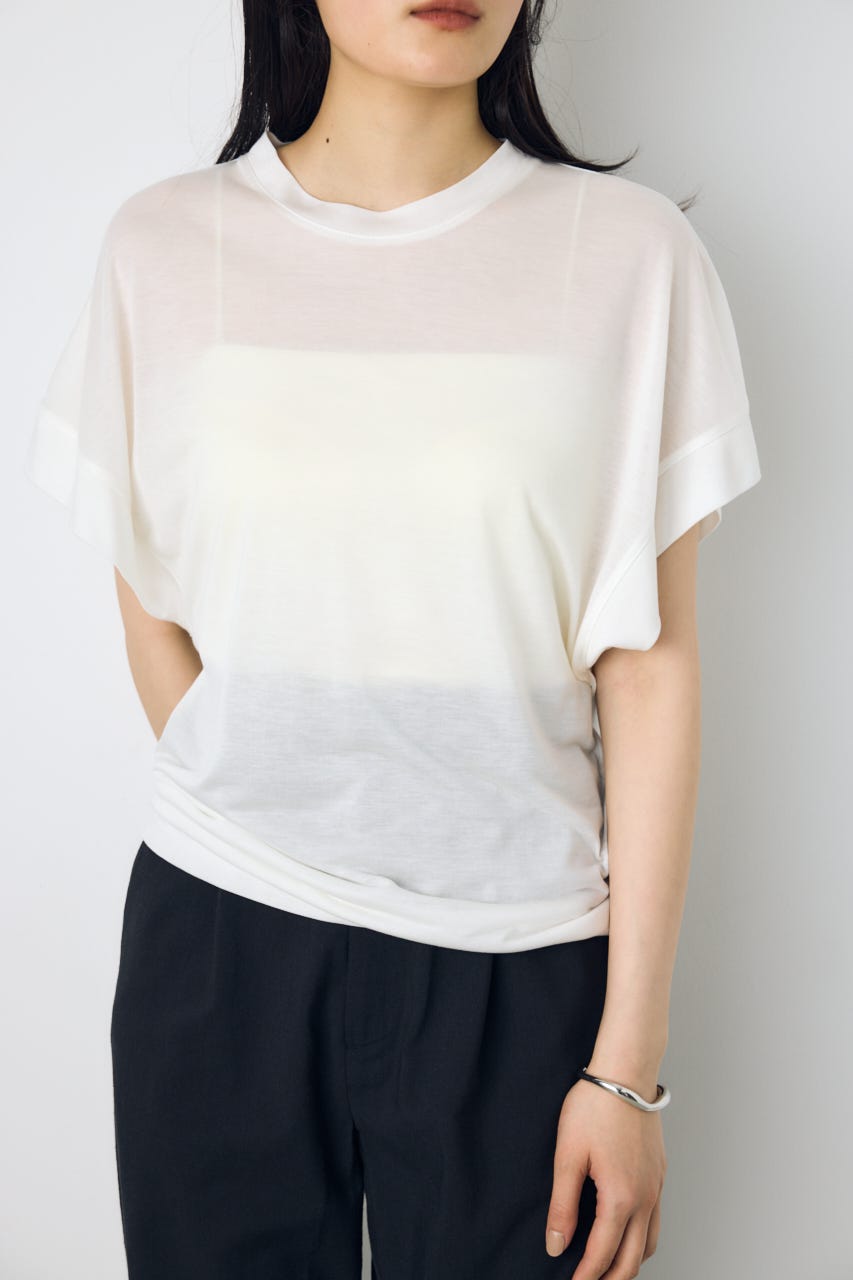 ドレープフレンチスリーブTシャツ O/WHT S