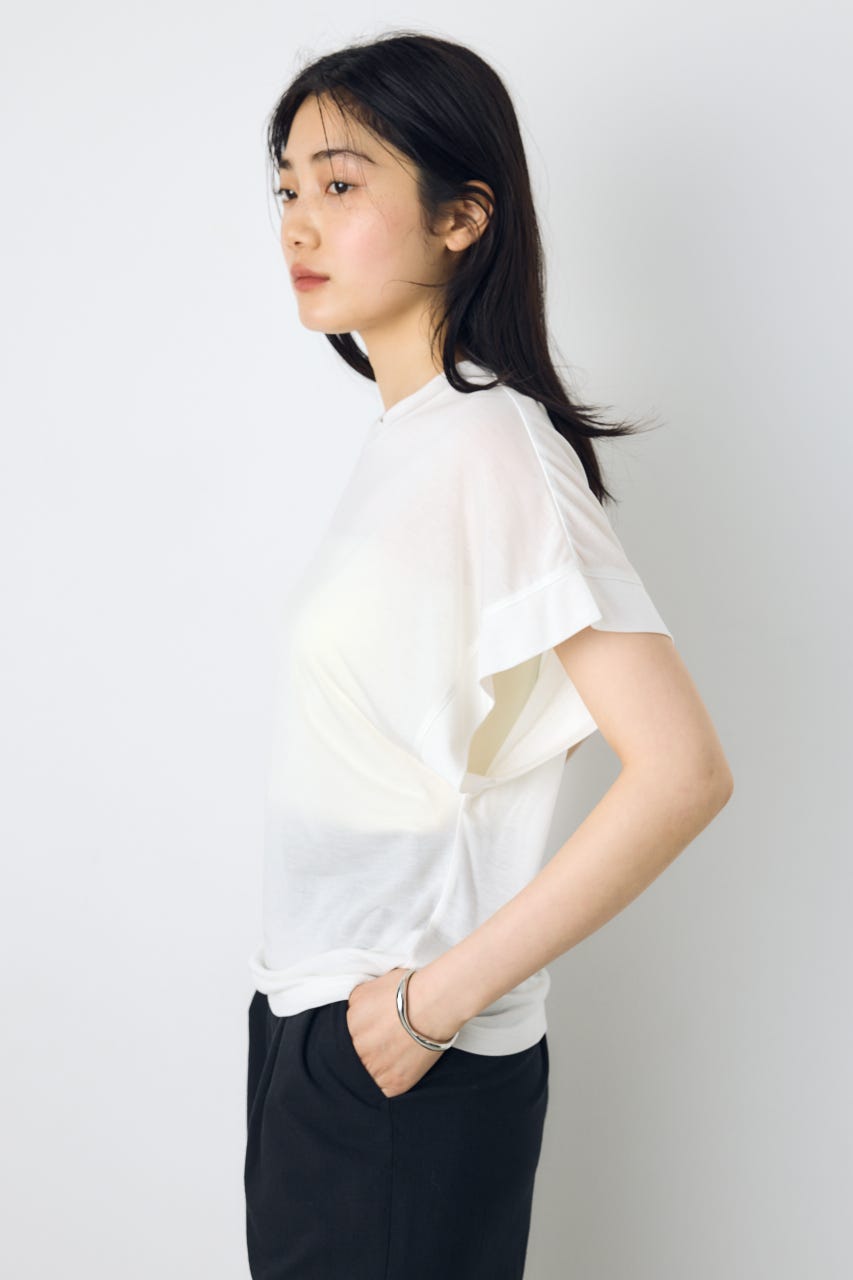 ドレープフレンチスリーブTシャツ O/WHT S