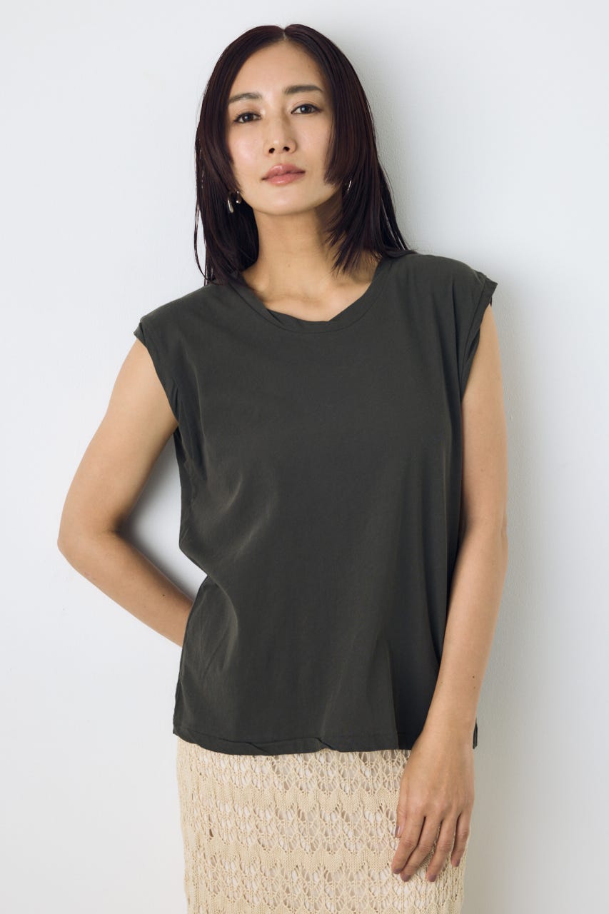 ドライタッチツイストネックタンクトップ L/BLK M