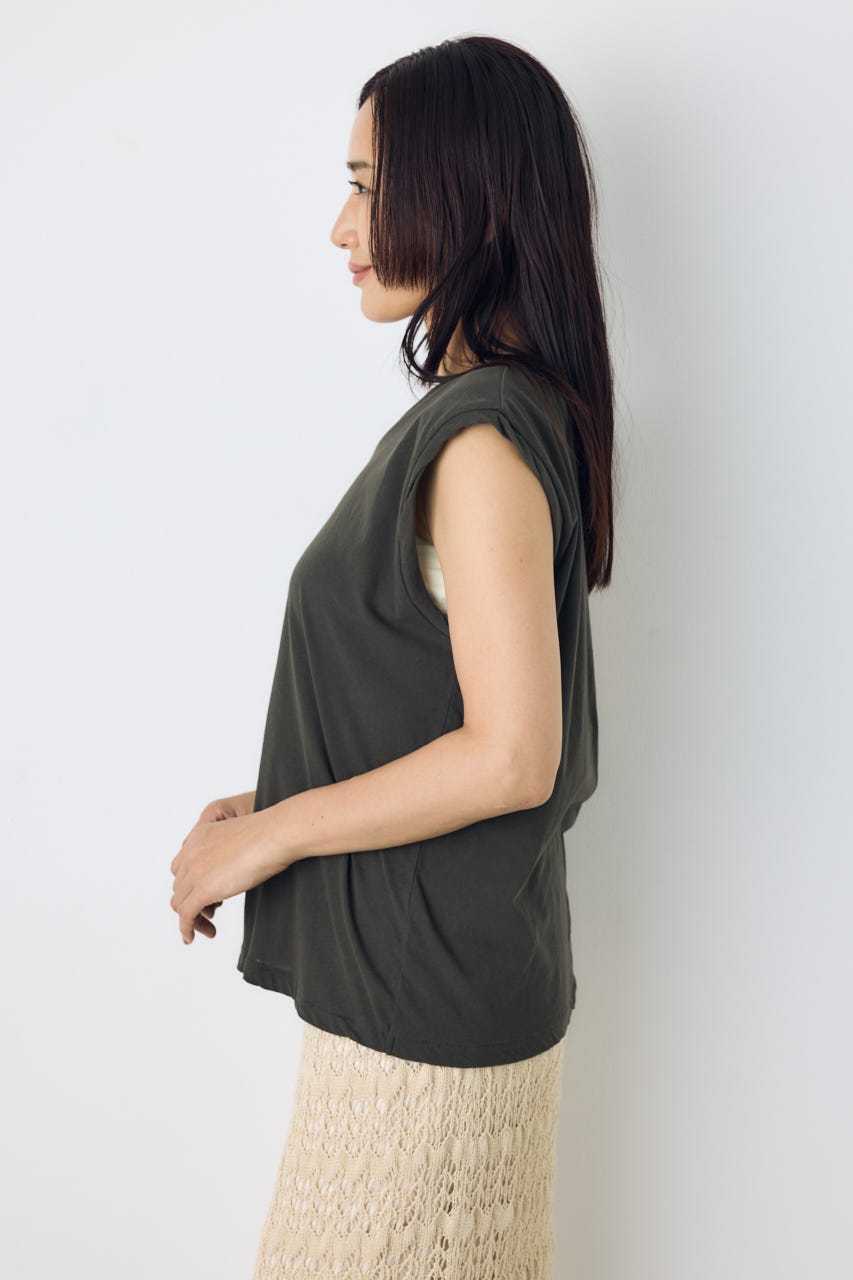 ドライタッチツイストネックタンクトップ L/BLK M