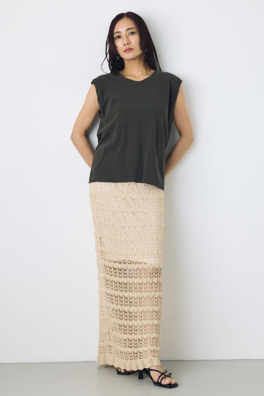 ドライタッチツイストネックタンクトップ L/BLK M