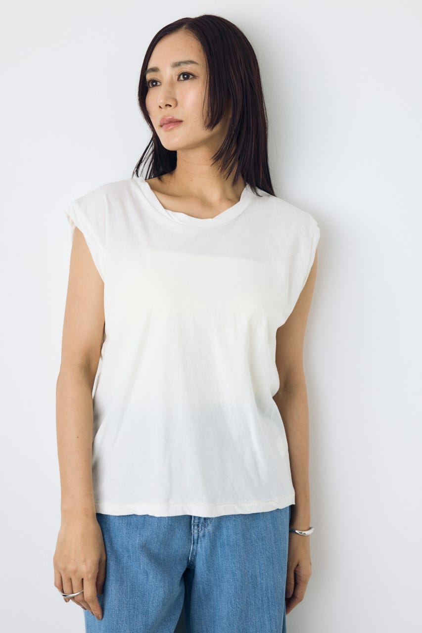 ドライタッチツイストネックタンクトップ O/WHT S