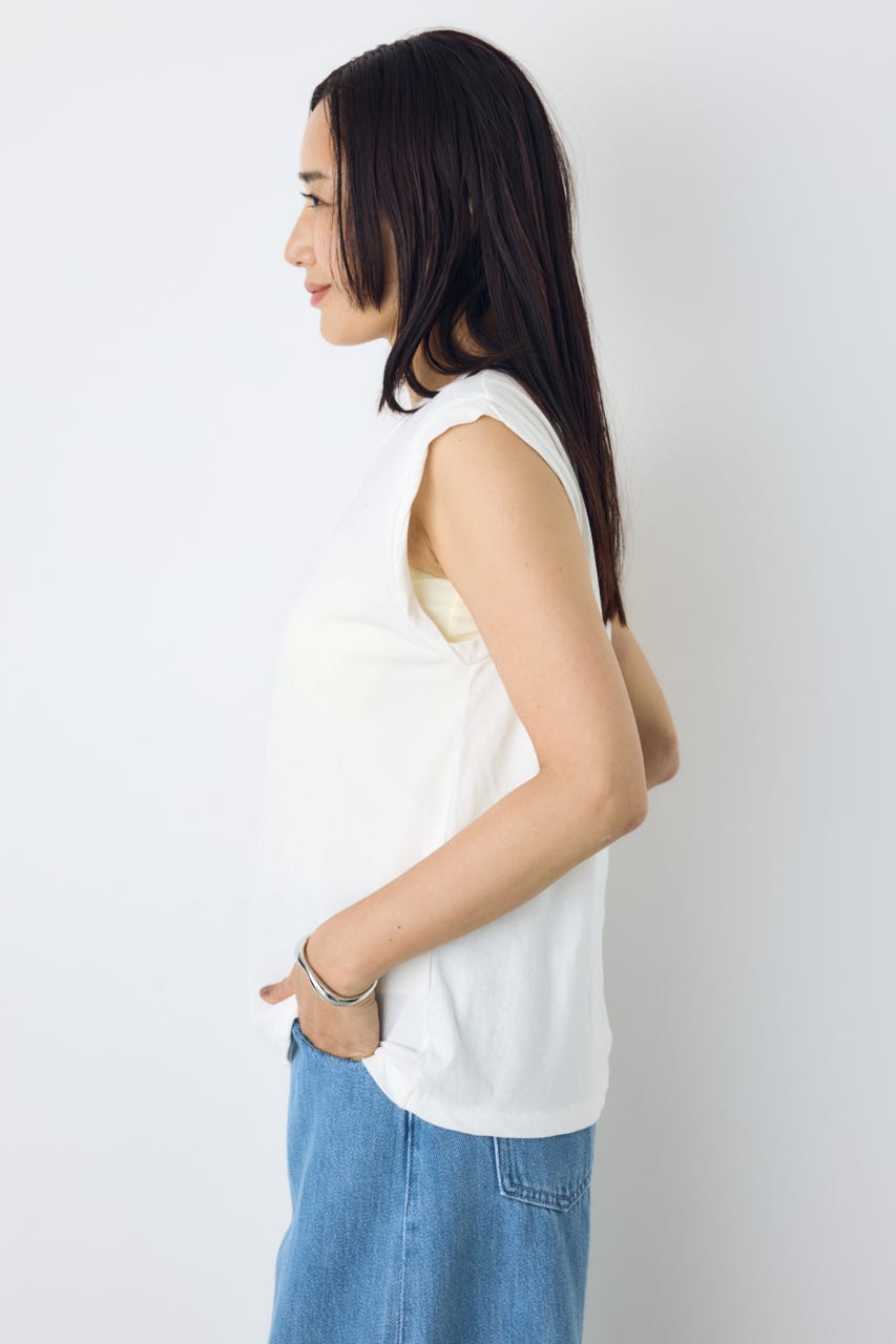 ドライタッチツイストネックタンクトップ O/WHT S