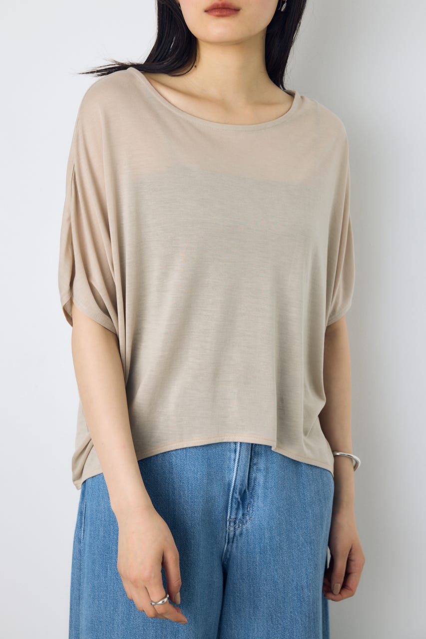 ドレープクロップドTシャツ BEG M