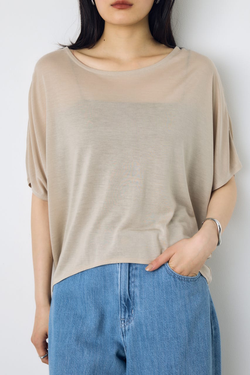 ドレープクロップドTシャツ BEG M