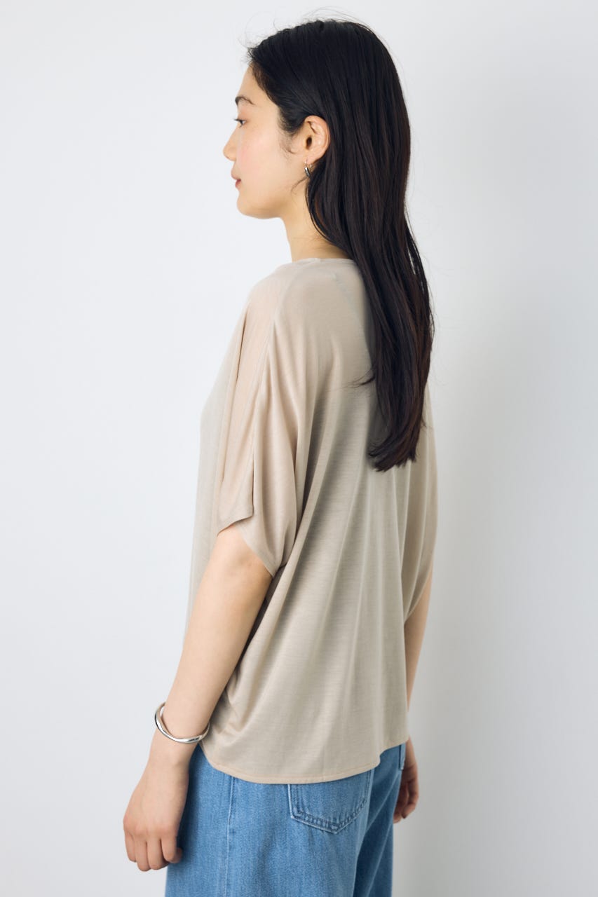 ドレープクロップドTシャツ BEG M