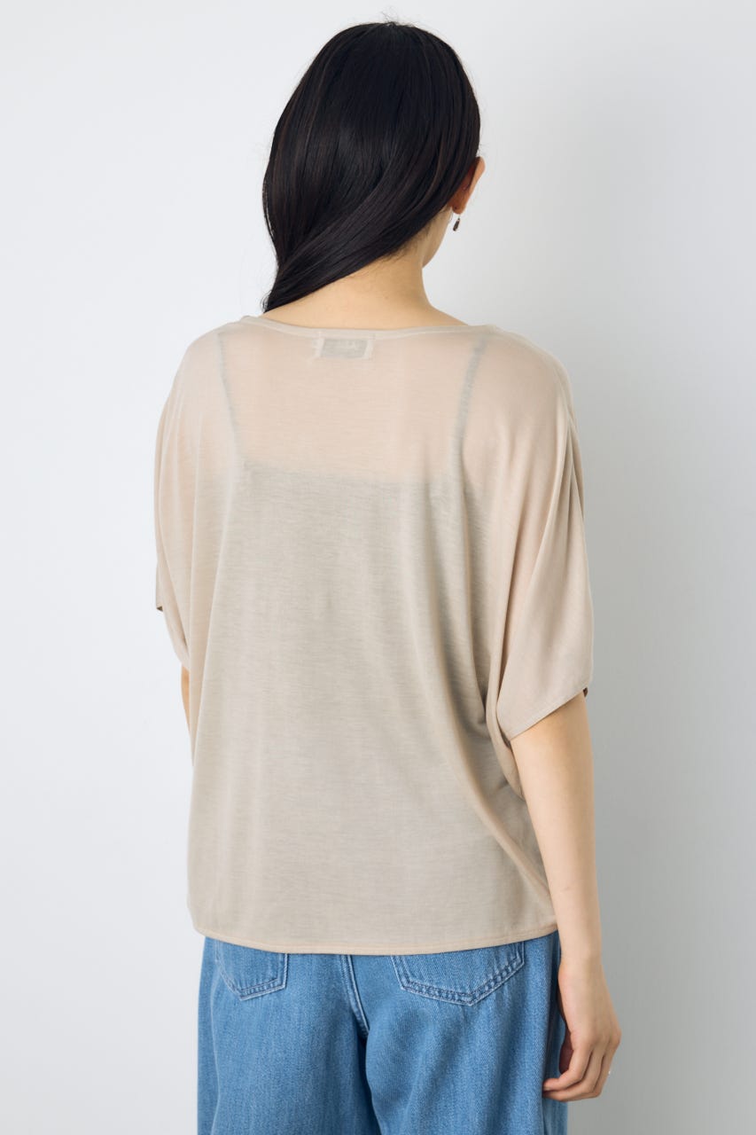 ドレープクロップドTシャツ BEG M
